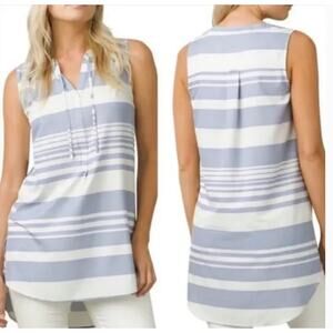 Prana Natassa Blue White Natutical Striped Tunic Tank Top Shirt XS